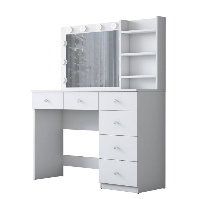 Hanah Home Mesa de Maquillaje Blanca con 10 Focos Hanah Home Mesa de Maquillaje Blanca con 10 Focos